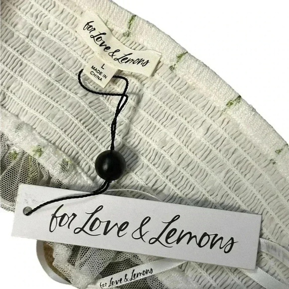 NWT For Love and Lemons Strapless Mini Dress Tie Front Embroidered Size Large - Picture 4 of 5